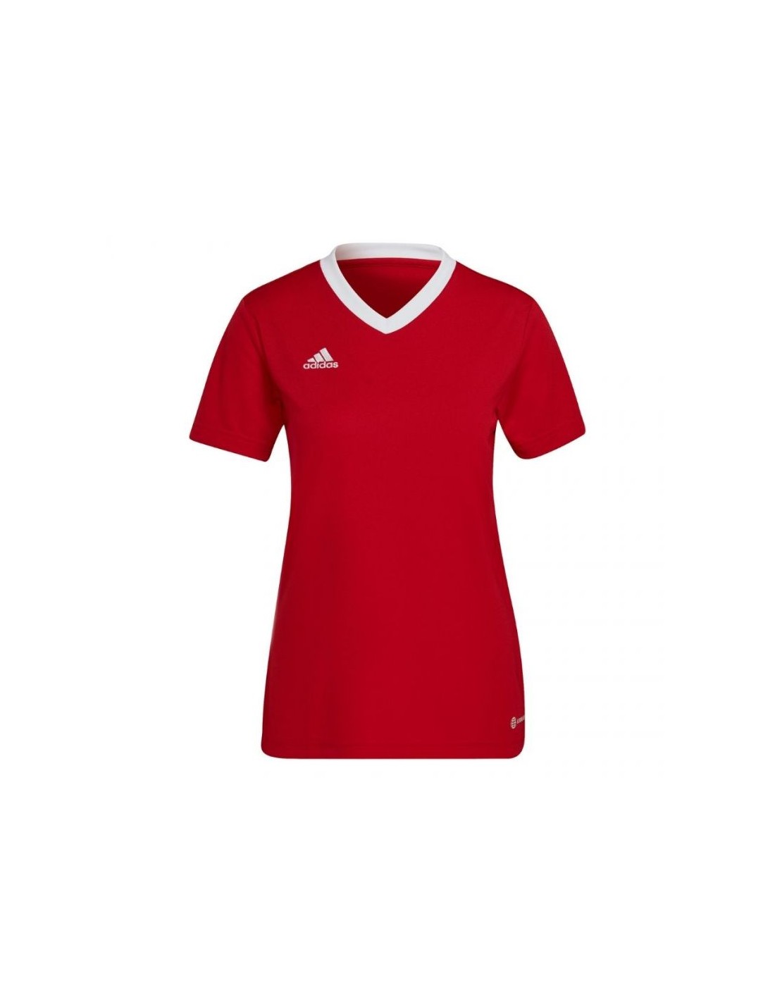 Adidas Entrada 22 Γυναικείο Αθλητικό T-shirt Fast Drying με V Λαιμόκοψη Κόκκινο H57571