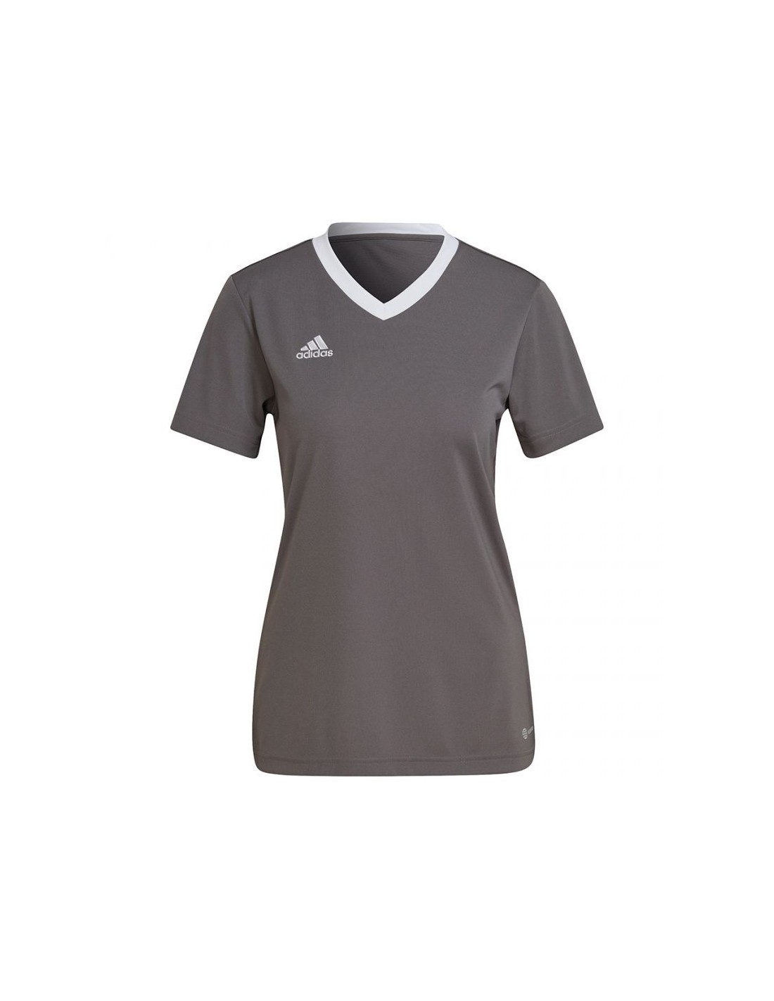 Adidas Entrada 22 Γυναικείο Αθλητικό T-shirt Fast Drying με V Λαιμόκοψη Team Grey Four H59848
