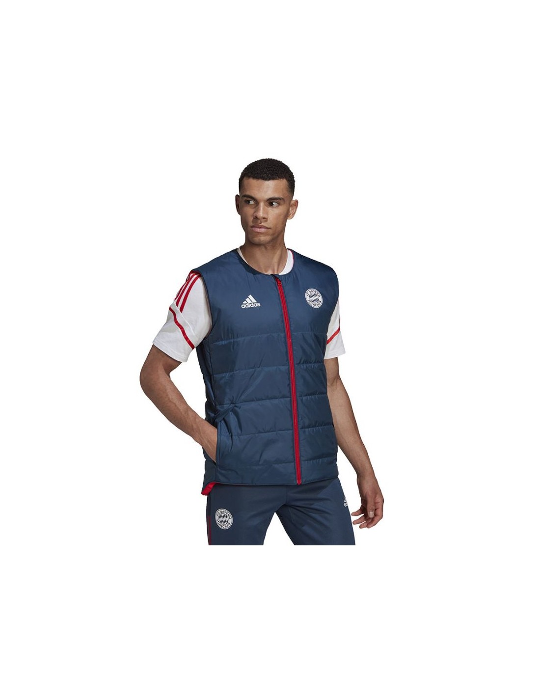 Adidas Bayern Αμάνικο Ανδρικό Μπουφάν Navy Μπλε HG1132