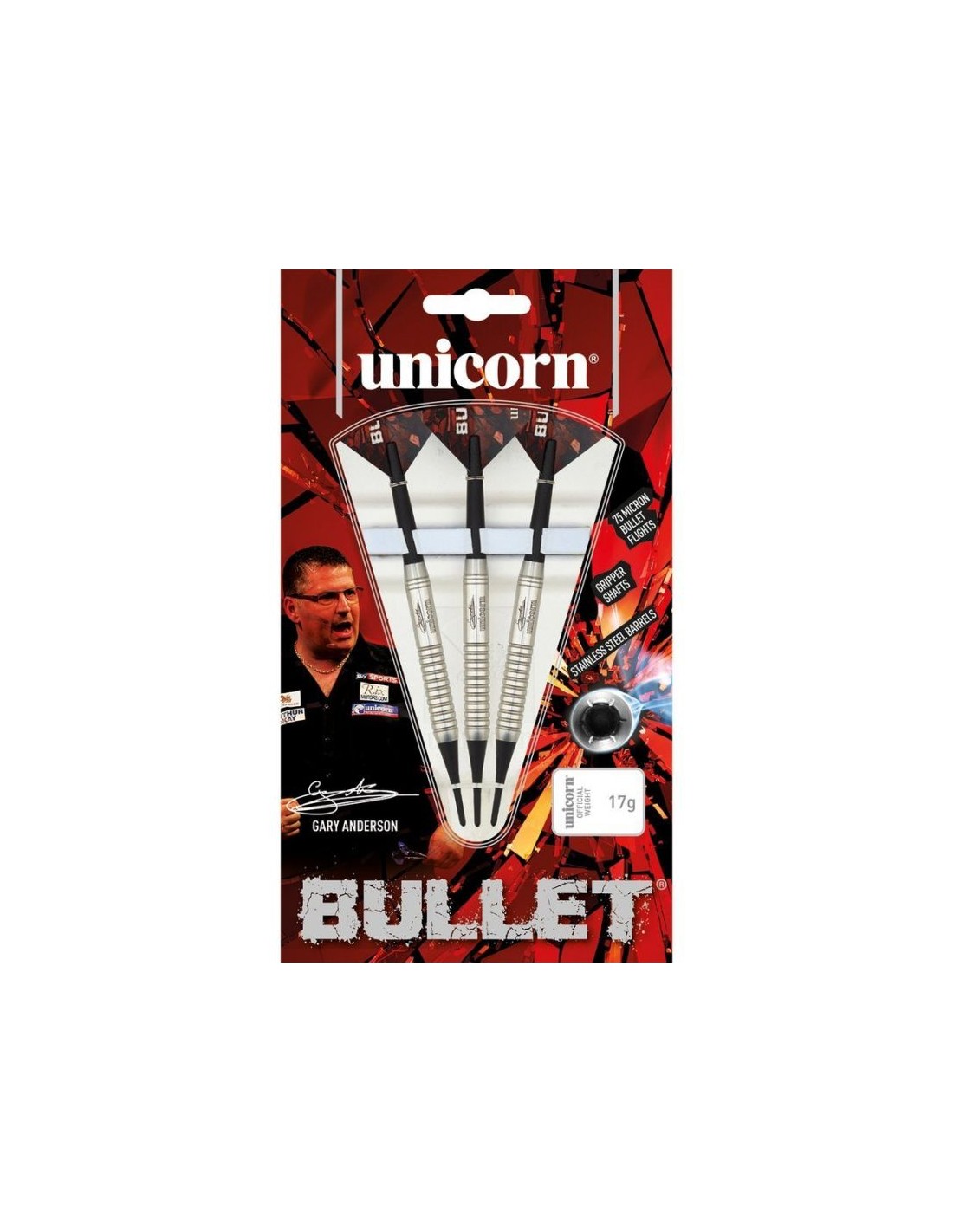 Unicorn Soft tip Unicorn Bullet Stainless Steel Gary Anderson Βελάκια 16g/18g 3τμχ 23520