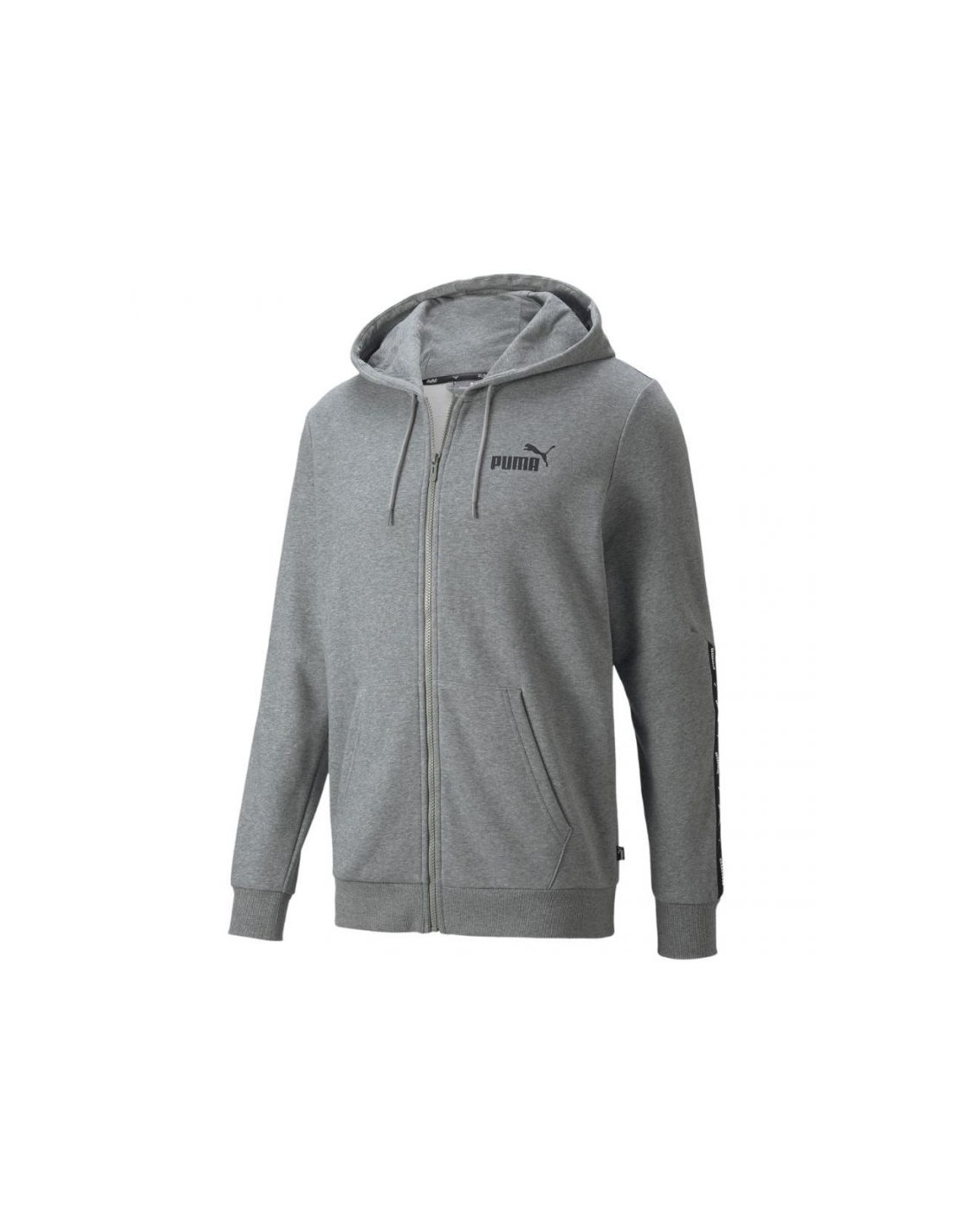 Puma ESS+ Ανδρική Φούτερ Ζακέτα με Κουκούλα και Τσέπες Μαύρη 848768-03