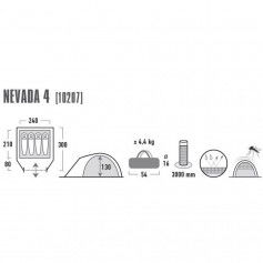 High Peak Nevada 4 Σκηνή Camping Igloo Γκρι με Διπλό Πανί 4 Εποχών για 4 Άτομα 240x130εκ. 10207