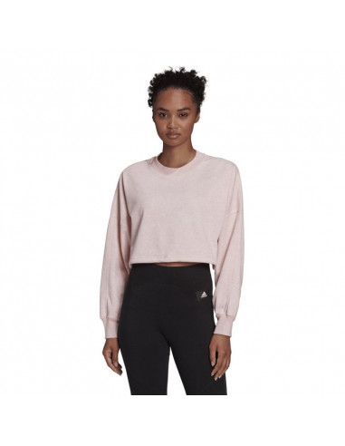 Adidas Sportswear Studio Lounge Cropped Γυναικείο Φούτερ Botanic Pink Melange HA5362