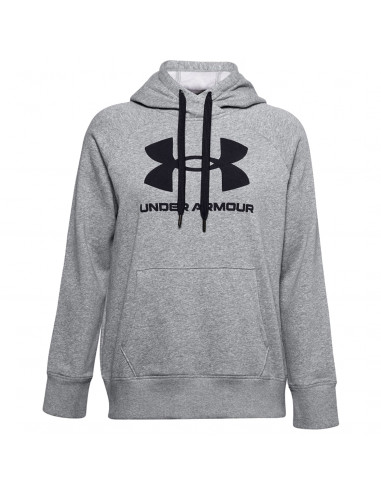 Under Armour Rival Logo Μακρύ Γυναικείο Fleece Φούτερ με Κουκούλα Γκρι 1356318-035