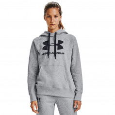 Under Armour Rival Logo Μακρύ Γυναικείο Fleece Φούτερ με Κουκούλα Γκρι 1356318-035