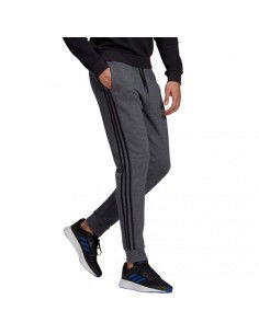 Adidas Essentials 3-Stripes Παντελόνι Φόρμας με Λάστιχο Fleece Γκρι GK8826 2
