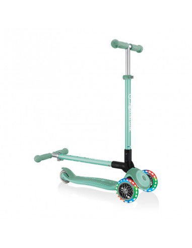 Globber Παιδικό Πατίνι Αναδιπλούμενο Globber Primo Foldable Plus Lights Τρίτροχο για 3+ Ετών Πράσινο 439-206