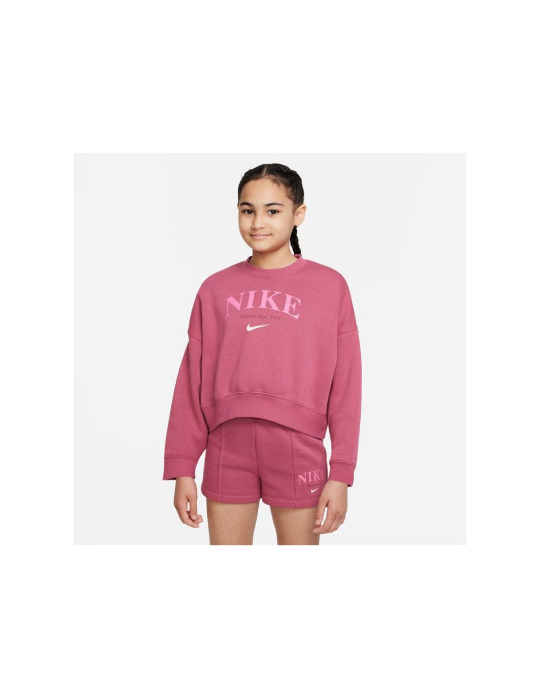 Nike Fleece Παιδικό Φούτερ Φούξια Trend Crew DV2563-633