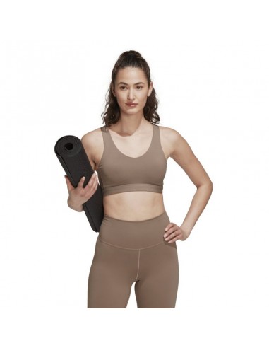 Adidas Coreflow Luxe Medium Support Γυναικείο Αθλητικό Μπουστάκι Chalky Brown με Αφαιρούμενη Ενίσχυση HI3458