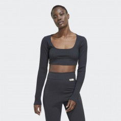 Adidas Studio Lounge Γυναικείο Crop Top Μακρυμάνικο Carbon HH8502