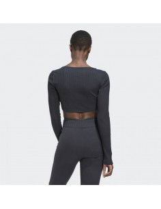 Adidas Studio Lounge Γυναικείο Crop Top Μακρυμάνικο Carbon HH8502 2
