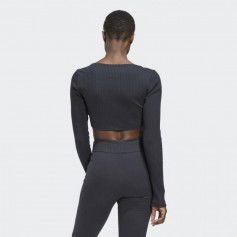 Adidas Studio Lounge Γυναικείο Crop Top Μακρυμάνικο Carbon HH8502