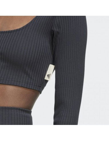 Adidas Studio Lounge Γυναικείο Crop Top Μακρυμάνικο Carbon HH8502