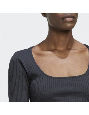 Adidas Studio Lounge Γυναικείο Crop Top Μακρυμάνικο Carbon HH8502