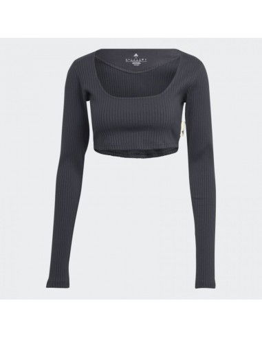Adidas Studio Lounge Ribbed Cropped Long Sleeve Tee W HH8502