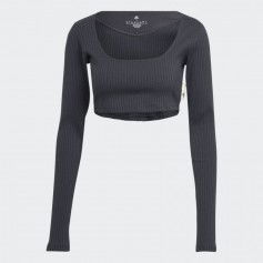 Adidas Studio Lounge Γυναικείο Crop Top Μακρυμάνικο Carbon HH8502
