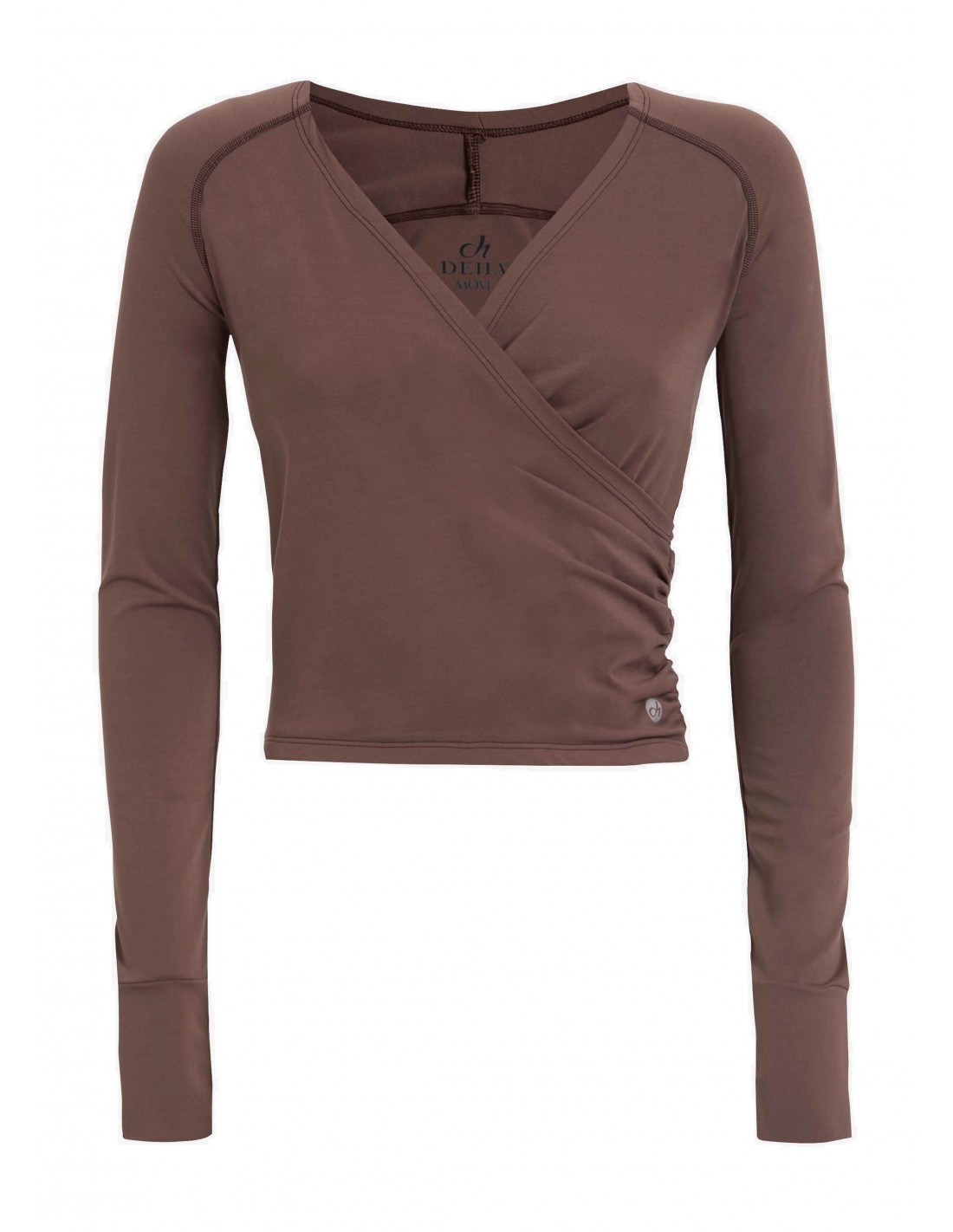 Deha Χειμερινή Γυναικεία Μπλούζα Μακρυμάνικη με V Λαιμόκοψη Καφέ B74432-65227