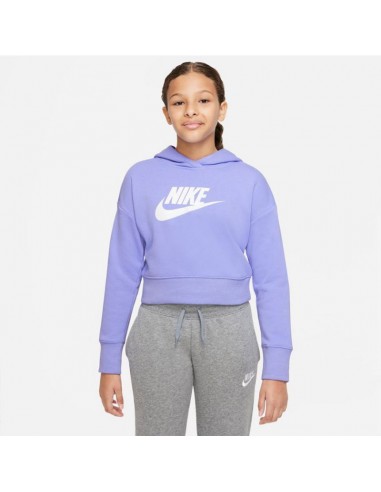 Nike Παιδικό Φούτερ Cropped με Κουκούλα Λιλά Sportswear Club DC7210-569
