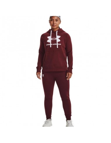 Under Armour Rival Ψηλόμεσο Παντελόνι Γυναικείας Φόρμας με Λάστιχο Μπορντό Fleece 1356416-690