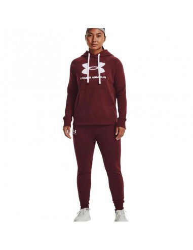 Under Armour Rival Ψηλόμεσο Παντελόνι Γυναικείας Φόρμας με Λάστιχο Μπορντό Fleece 1356416-690
