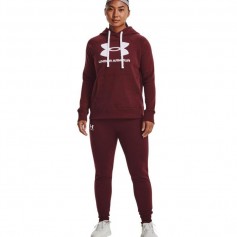 Under Armour Rival Ψηλόμεσο Παντελόνι Γυναικείας Φόρμας με Λάστιχο Μπορντό Fleece 1356416-690
