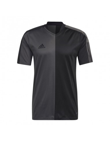 Adidas Tiro Half & Half Αθλητικό Ανδρικό T-shirt Μαύρο Μονόχρωμο HN5596