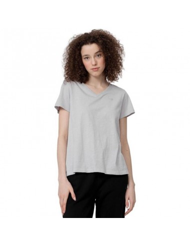 4F Γυναικείο Αθλητικό T-shirt με V Λαιμόκοψη Γκρι H4Z22-TSD352-27M