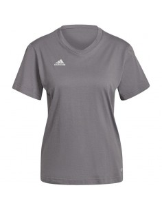 Adidas Entrada 22 Γυναικείο Αθλητικό T-shirt με V Λαιμόκοψη Γκρι HC0439