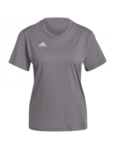 Adidas Entrada 22 Γυναικείο Αθλητικό T-shirt με V Λαιμόκοψη Γκρι HC0439