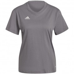 Adidas Entrada 22 Γυναικείο Αθλητικό T-shirt με V Λαιμόκοψη Γκρι HC0439