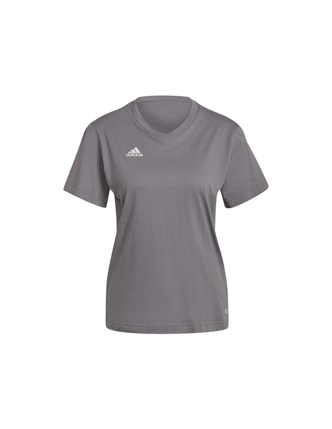 Adidas Entrada 22 Γυναικείο Αθλητικό T-shirt με V Λαιμόκοψη Γκρι HC0439