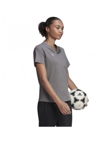 Adidas Entrada 22 Γυναικείο Αθλητικό T-shirt με V Λαιμόκοψη Γκρι HC0439