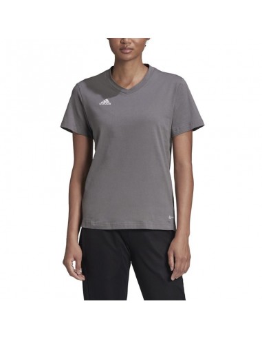 Adidas Entrada 22 Γυναικείο Αθλητικό T-shirt με V Λαιμόκοψη Γκρι HC0439