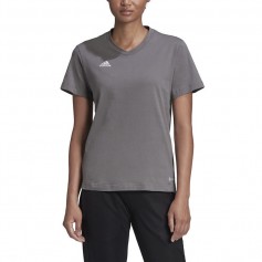 Adidas Entrada 22 Γυναικείο Αθλητικό T-shirt με V Λαιμόκοψη Γκρι HC0439