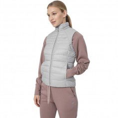 4F Κοντό Γυναικείο Αμάνικο Puffer Μπουφάν για Χειμώνα Γκρι H4Z22-KUDP001-27S