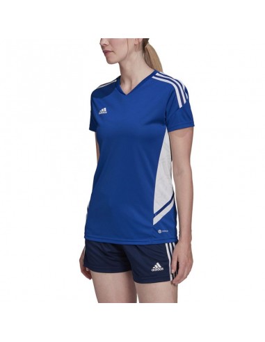 Adidas Condivo 22 Γυναικείο Αθλητικό T-shirt Fast Drying με V Λαιμόκοψη Μπλε HD4724