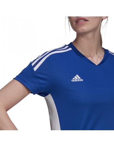Adidas Condivo 22 Γυναικείο Αθλητικό T-shirt Fast Drying με V Λαιμόκοψη Μπλε HD4724