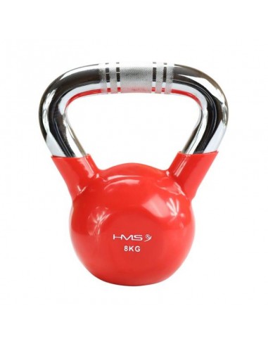 Kettlebell cast iron knurled chrome handle HMS KTC06 RED