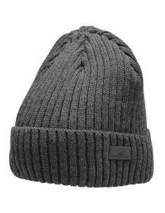 4F Beanie Ανδρικός Σκούφος με Rib Πλέξη σε Γκρι χρώμα H4Z22-CAM009-24M