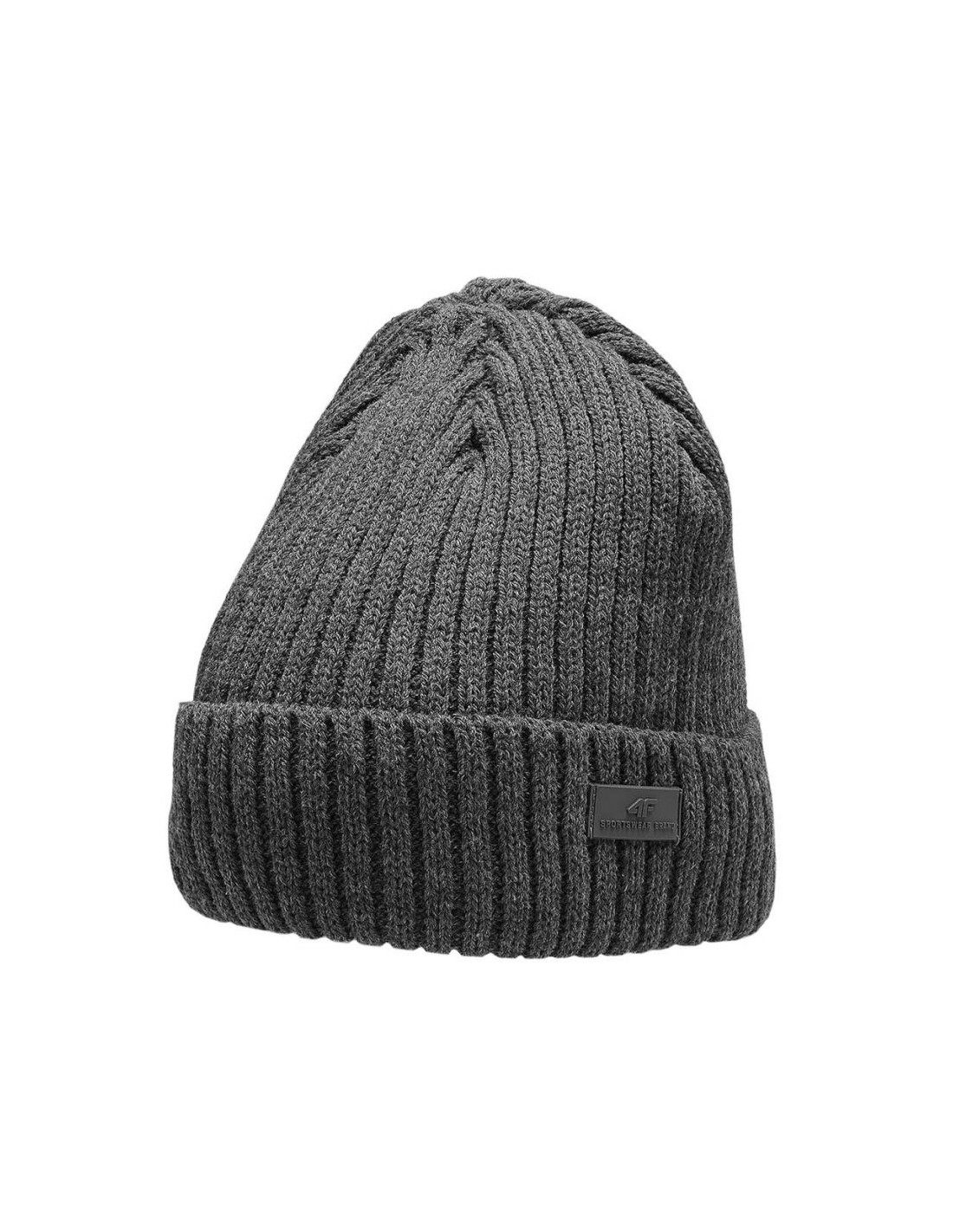 4F Beanie Ανδρικός Σκούφος με Rib Πλέξη σε Γκρι χρώμα H4Z22-CAM009-24M