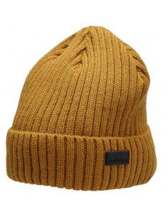 4F Beanie Ανδρικός Σκούφος με Rib Πλέξη σε Κίτρινο χρώμα H4Z22-CAM009-71S