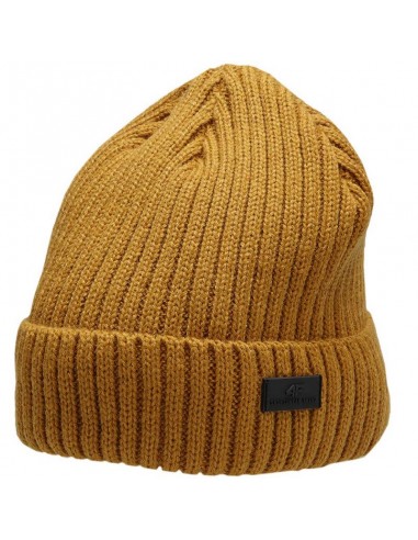 4F Beanie Ανδρικός Σκούφος με Rib Πλέξη σε Κίτρινο χρώμα H4Z22-CAM009-71S