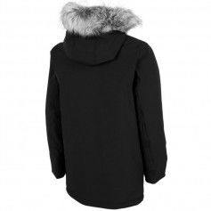 4F Παιδικό Παρκά Μακρύ με Κουκούλα Μαύρο HJZ22-JKUM001-20S