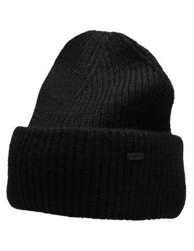 4F Beanie Γυναικείος Σκούφος με Rib Πλέξη σε Μαύρο χρώμα H4Z22-CAD005-20S