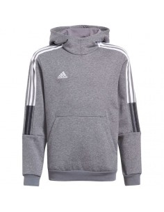 Adidas Fleece Παιδικό Φούτερ με Κουκούλα και Τσέπες Γκρι Tiro 21 GP8803