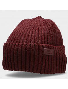4F Beanie Ανδρικός Σκούφος με Rib Πλέξη σε Μπορντό χρώμα H4Z22-CAM003-60S