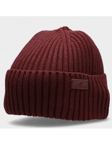 4F Beanie Ανδρικός Σκούφος με Rib Πλέξη σε Μπορντό χρώμα H4Z22-CAM003-60S