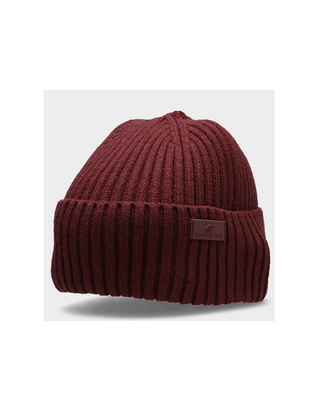 4F Beanie Ανδρικός Σκούφος με Rib Πλέξη σε Μπορντό χρώμα H4Z22-CAM003-60S