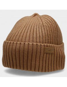 4F Beanie Ανδρικός Σκούφος με Rib Πλέξη σε Μπεζ χρώμα H4Z22-CAM003-82S