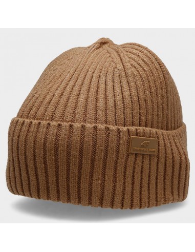 4F Beanie Ανδρικός Σκούφος με Rib Πλέξη σε Μπεζ χρώμα H4Z22-CAM003-82S